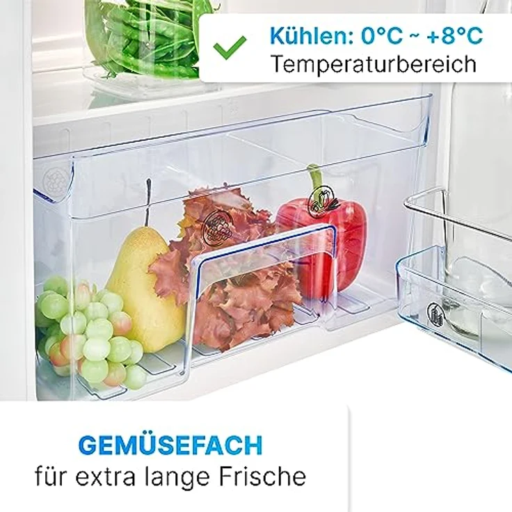 Bomann® Kühlschrank ohne Gefrierfach | 88L Nutzinhalt und 3 Glasablagen | Kühlschrank klein mit Gemüsefach | leise | wechselbarer Türanschlag | Kühlschrank freistehend mit LED-Beleuchtung | VS 7350 – Bild 5