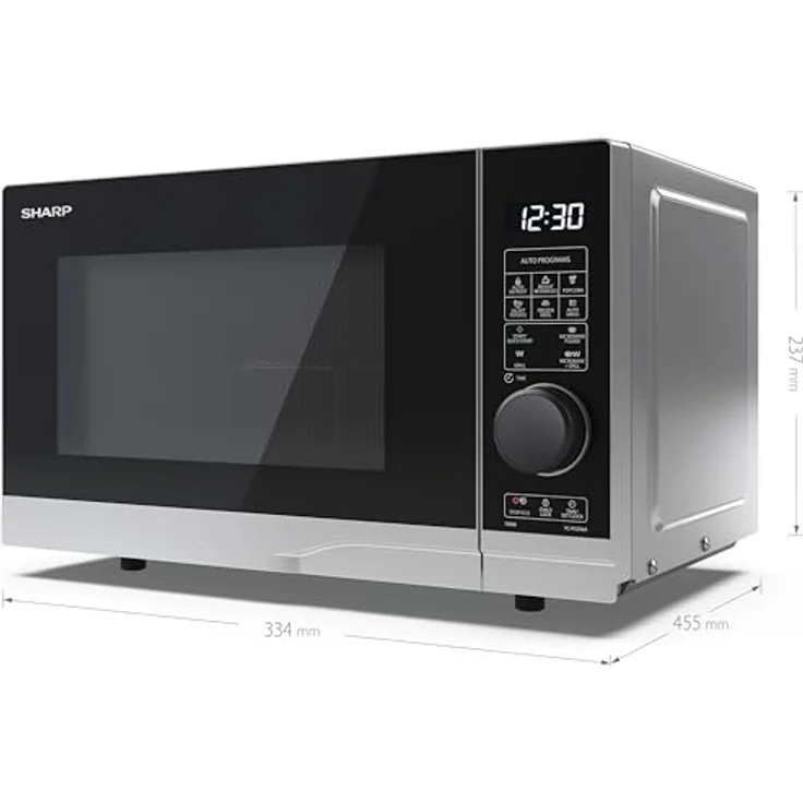 Sharp YC-PG204AE-S Mikrowelle mit Grill, Standgerät, 20 Liter Garraum, 700 Watt, Drehregler, silber, schwarz – Bild 5