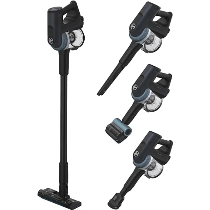 Hoover 360° manövrierbarer Akku Staubsauger mit Tierhaar-Düse & LED für 120 m² Fläche, Staubsauger kabellos für Hartböden, Bodendüse mit Anti-Twist gegen Verheddern eingesaugter Haare [HF401P]