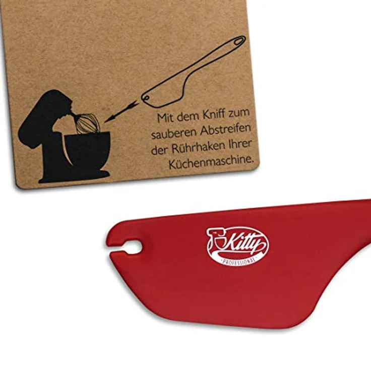 Kitty Professional Teigschaber 2 in1 mit Kniff zum Portionieren & Sauber Abstreifen | aus Edelstahl & BPA freiem Silikon Teigspachtel Teigschneider (Rubinrot) – Bild 3