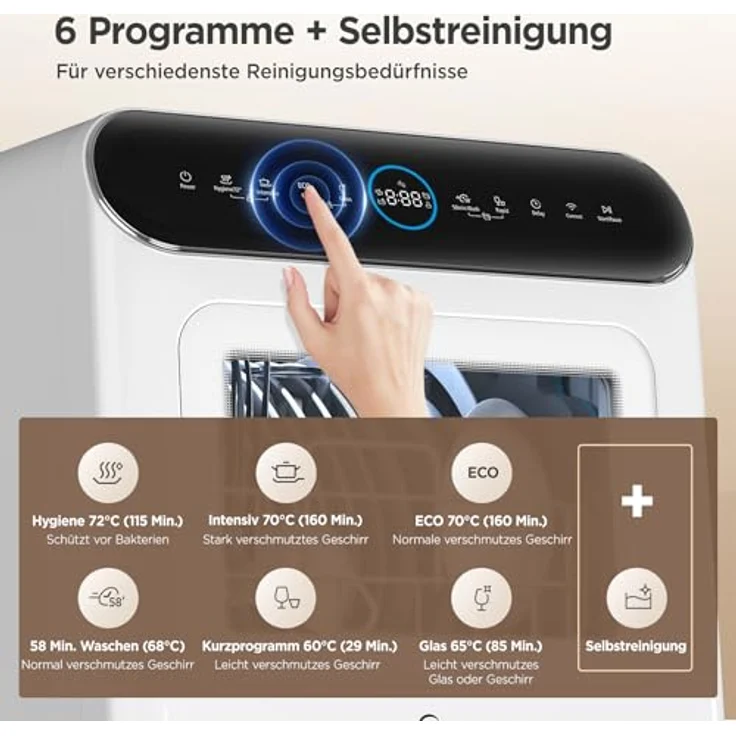 Midea MDWMT0305EW-WE, Kompaktgeschirrspüler in Weiß mit 3 Maßgedecken, 7 Programmen und LED-Bedienung – Bild 7