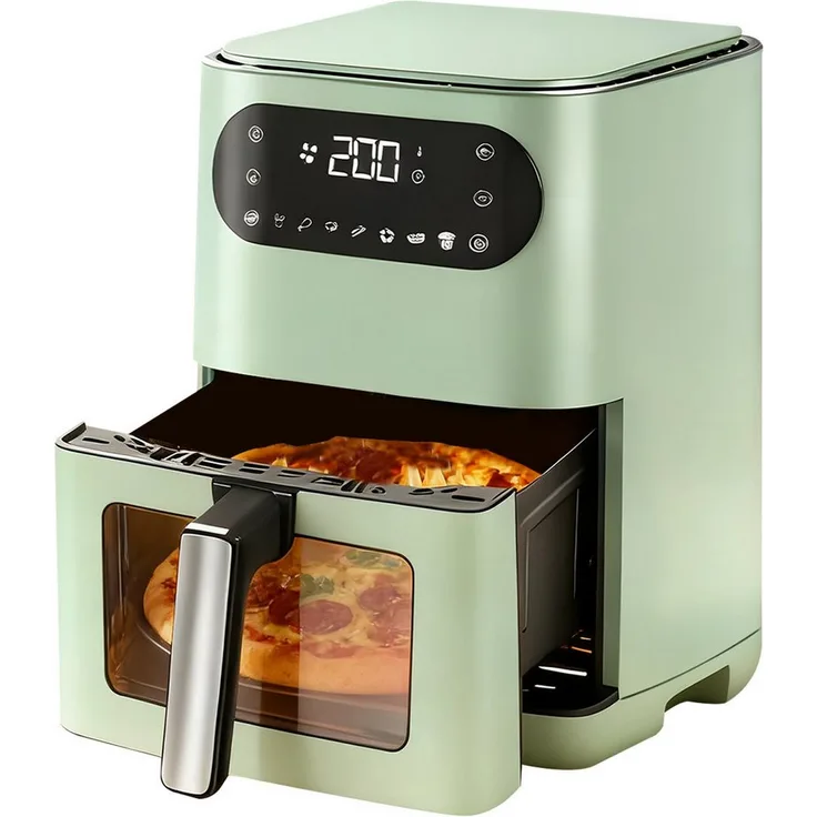 Nettlife Heißluftfritteuse XXL 6L, leise mit Sichtfenster, 7 Programme, 1500 W für Familienküche