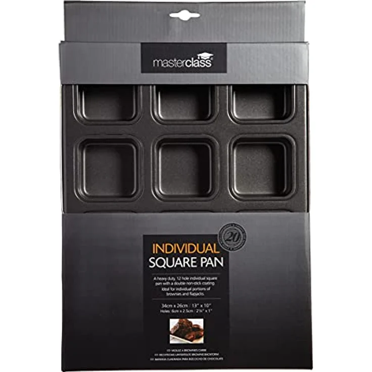 Master Class Antihaft-Brownie-Backform mit Mulden, Stahl, Grau, 26 x 34 x 3 cm – Bild 3