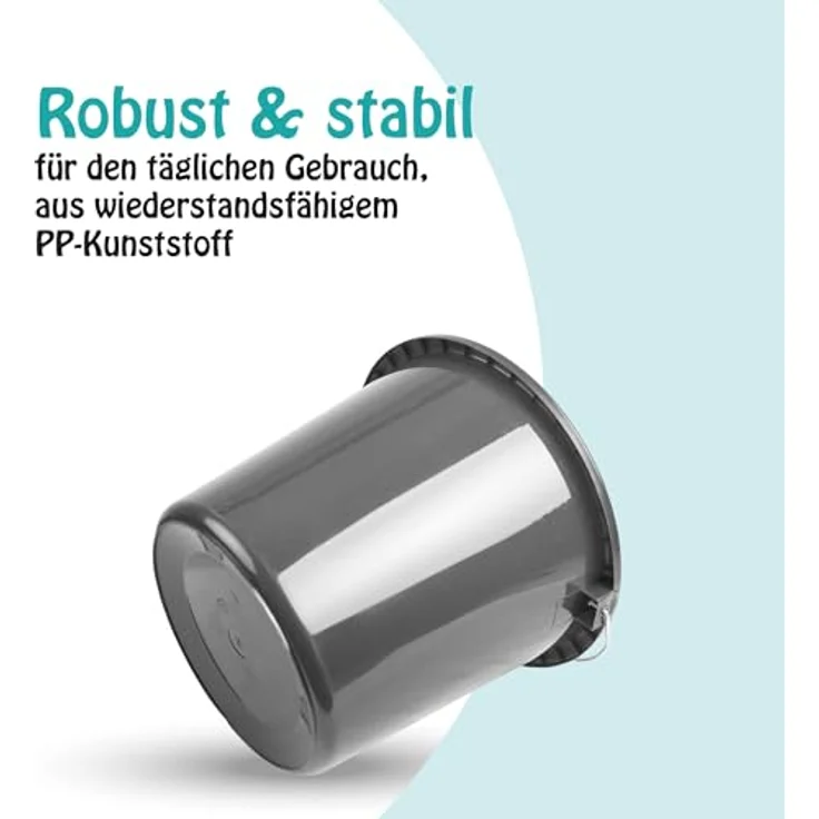 ProHome Putzeimer Kunststoff-Eimer 5 Liter, stapelbar, BPA-frei, mit Metallbügel, in Blau und Anthrazit, Made in EU – Bild 5