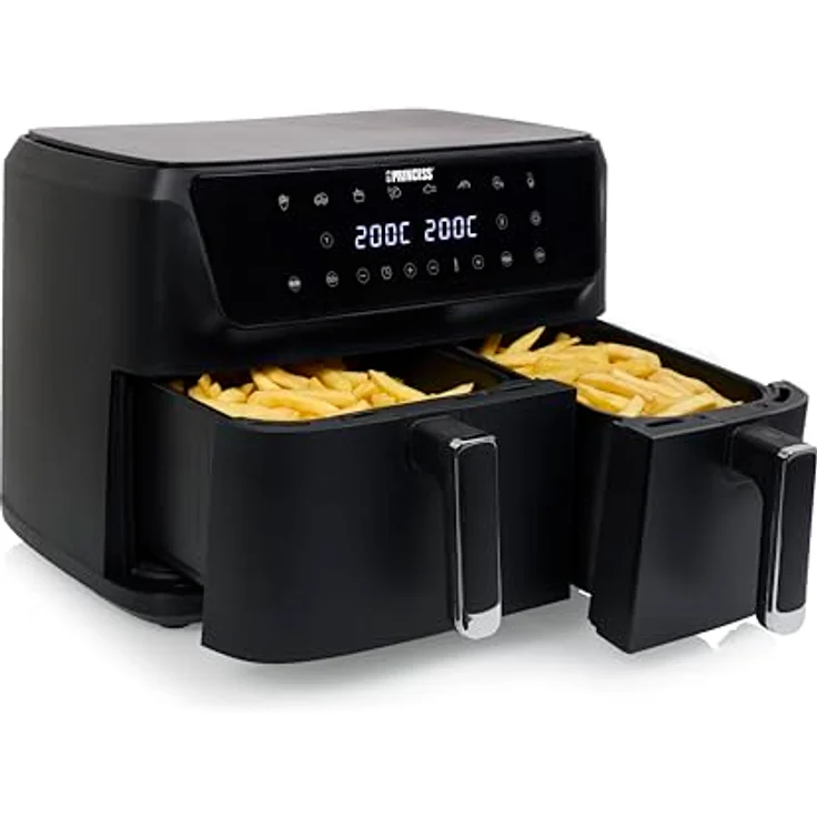 Princess 182470 Doppel 11 L Unabhängige 2700 W Heißluftfritteuse Schwarz, 2-in-1 Kocher für gesunde Mahlzeiten ohne Öl – Bild 4