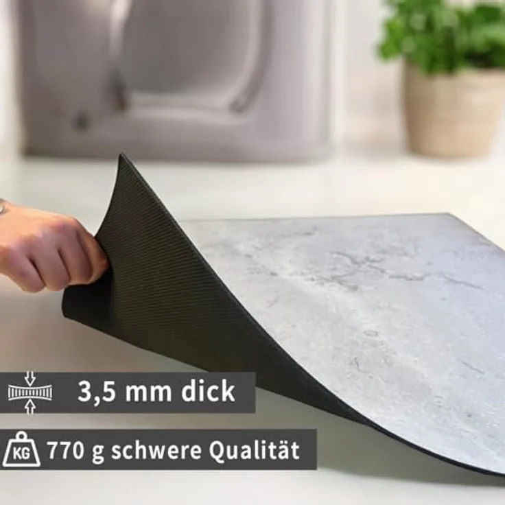 matches21 HOME & HOBBY Tabletop rutschfeste Waschmaschinenauflagen 2er Set Beton-Optik, zuschneidbar 60 x 60 cm, pflegeleichte Gummi-Matte als Waschmaschinen-Abdeckung – Bild 4