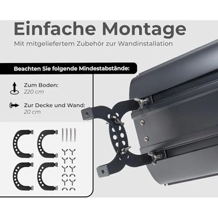 KLAMER Infrarotheizung 2600 W, WLAN Heizstrahler mit App-Steuerung, Timer, Fenster-offen-Erkennung, für Wand- & Deckenmontage, leise Strahlungswärme für Terrasse & Wintergarten – Bild 4
