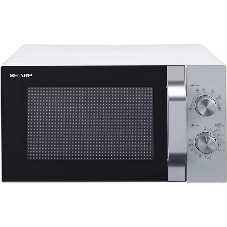 Sharp R204WA Mikrowelle, Standgerät, weiß-silber, 800 Watt, 20 Liter Garraum, 6 Leistungsstufen, Timer bis 30 Min. – Bild 1