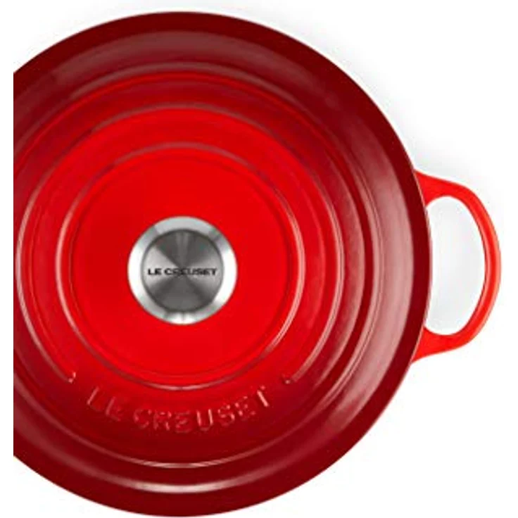 Le Creuset Signature Gusseisen-Bräter mit Deckel, Ø 26 cm, La Marmite, Rund, Für alle Herdarten und Induktion geeignet, Volumen: 4,1 l, Kirschrot – Bild 6