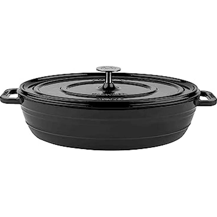 Sallys Gusseisenbräter Alime (Fury Black Majolika) - Hochwertiges Gusseisen, vielseitig einsetzbar, für saftige Gerichte, passend für verschiedene Herdarten