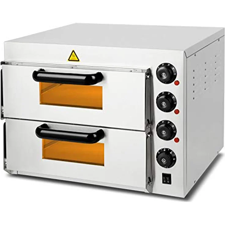 VERTES Gastro Pizzaofen FA6-P02, professioneller Steinofen mit Doppelkammer, 3000W, Temperaturbereich 50-350°C, Timerfunktion und Beleuchtung, Edelstahlgehäuse – Bild 1