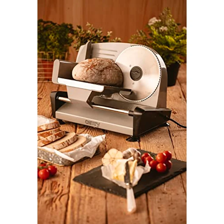 JUNG CAMRY CR4702 Allesschneider elektrisch, Wurstschneidemaschine mit Edelstahlmesser, Brotschneidemaschine klappbar, Metallschiene, Leistung 150W – Bild 5