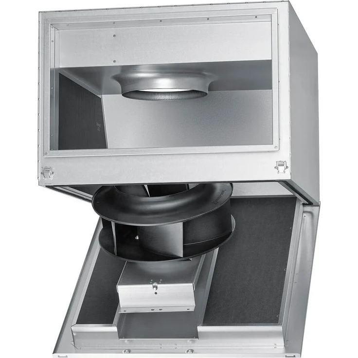 Helios SKRW 400/4/70/40, schallgedämmter Kanal-Radialventilator mit Vibrationsschutz und wartungsfreiem Außenläufer-Motor