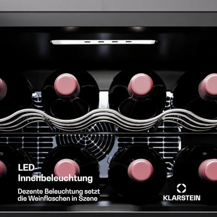 Klarstein Shiraz 8 Uno Weinkühlschrank, 8 Flaschen, 8-18 °C, Touch-Control, Schwarz – Bild 2
