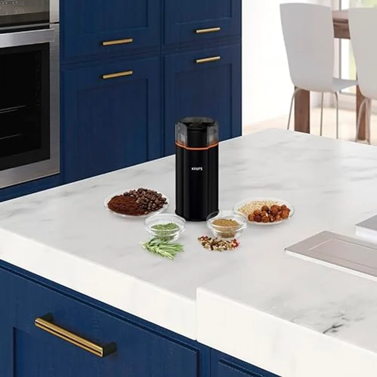 Krups GX3328 Silent Vortex Elektrische Kaffee- und Gewürzmühle | 3-in-1 Mahlwerk für Kaffeebohnen, Gewürze, Kräuter | superleise | spülmaschinenfest | herausnehmbare Mahlschüssel + Deckel | Schwarz – Bild 4