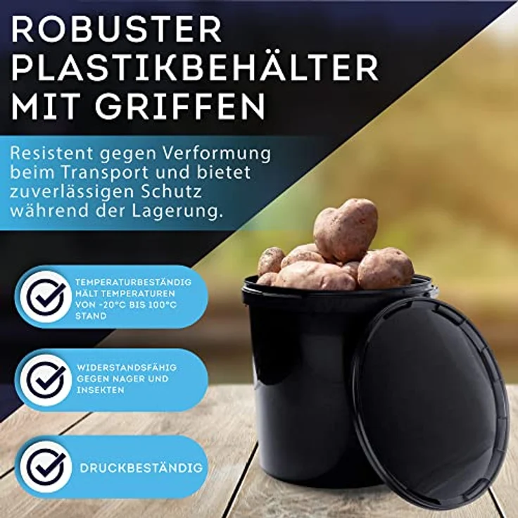 BenBow Eimer mit Deckel 30L 10er Set Schwarz BSR-, Luftdicht, Lebensmittelecht, BRC-, auslaufsicher – Bild 2