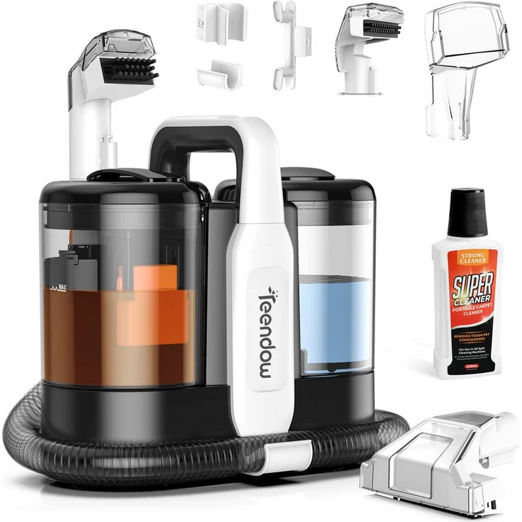 Teendow Wasch-Sauger Teppichreinigungsgerät Polsterreiniger Teppichreiniger Nasssauger Sofa, 600 W, Wassertank, 18.000 Pa Saugkraft, 1,55L+1,5L Trenntank, tragbarer Fleckenreiniger