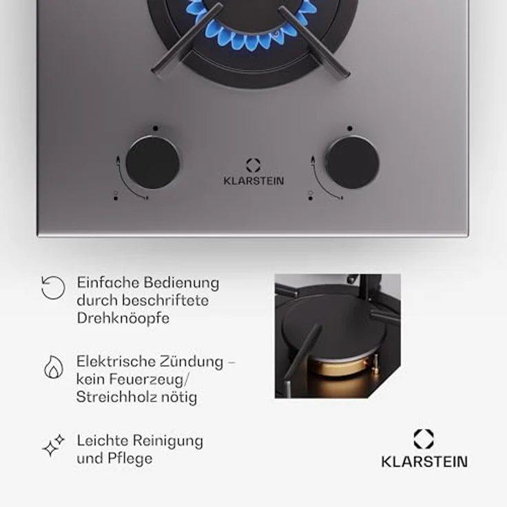 Klarstein Gaskocher 2 Flammig, Edelstahl-Gaskocher für Innenbereich & Wohnmobil, 4200W Snapjet-Brenner, LPG Gas Herd – Bild 5