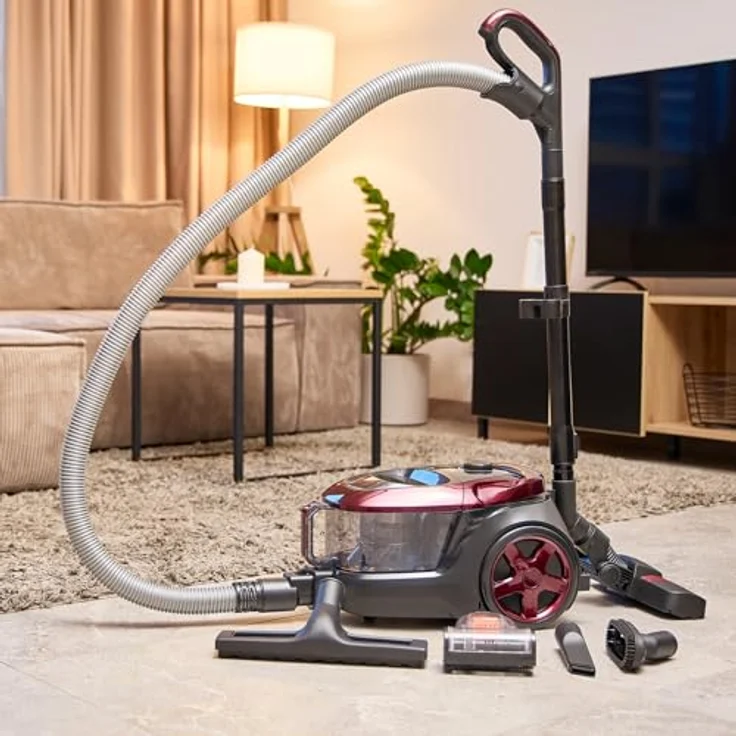 MPM MOD-61, Beutelloser Zyklon-Staubsauger mit 850 W, HEPA-Filter und 2,5 L Staubbehälter, rot – Bild 8