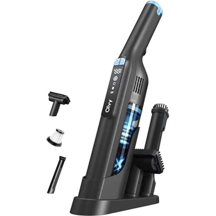 Olvy HC32 PRO Handstaubsauger Kabellos, 250 W, 22 kPa Saugkraft, 3 Saugstufen, LCD-Display, HEPA-Filter, Zubehör für Haus & Auto