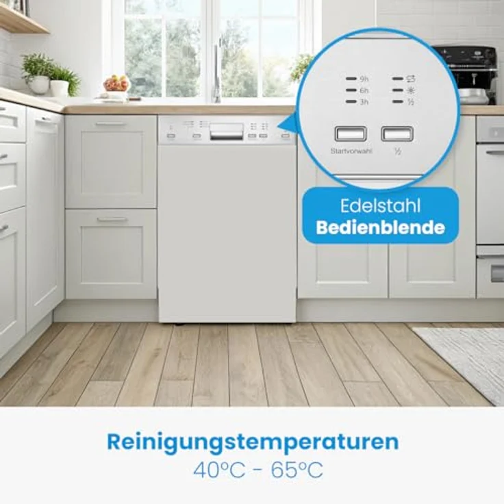 Bomann GSPE 7423 TI, teilintegrierter Geschirrspüler 60cm mit 6 Programmen, sehr leise, automatische Türöffnung, Aquastop, 14 Maßgedecke, Edelstahl-Innenbehälter – Bild 4