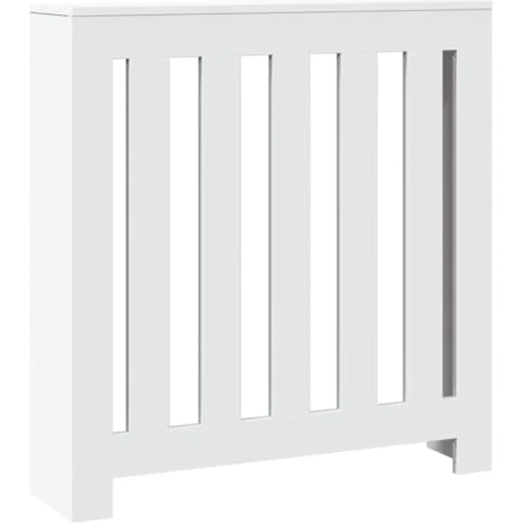 vidaXL Heizkörperverkleidung Weiß, 78x20x82 cm, Holzwerkstoff mit modernem Latten-Design und pflegeleichter Oberfläche – Bild 1