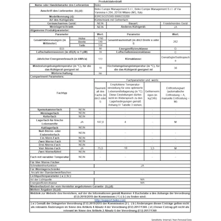 BEKO B3RCNO255XB Kühlgefrierkombination, 250 l, No-Frost, Inox, 180 cm hoch – Bild 8