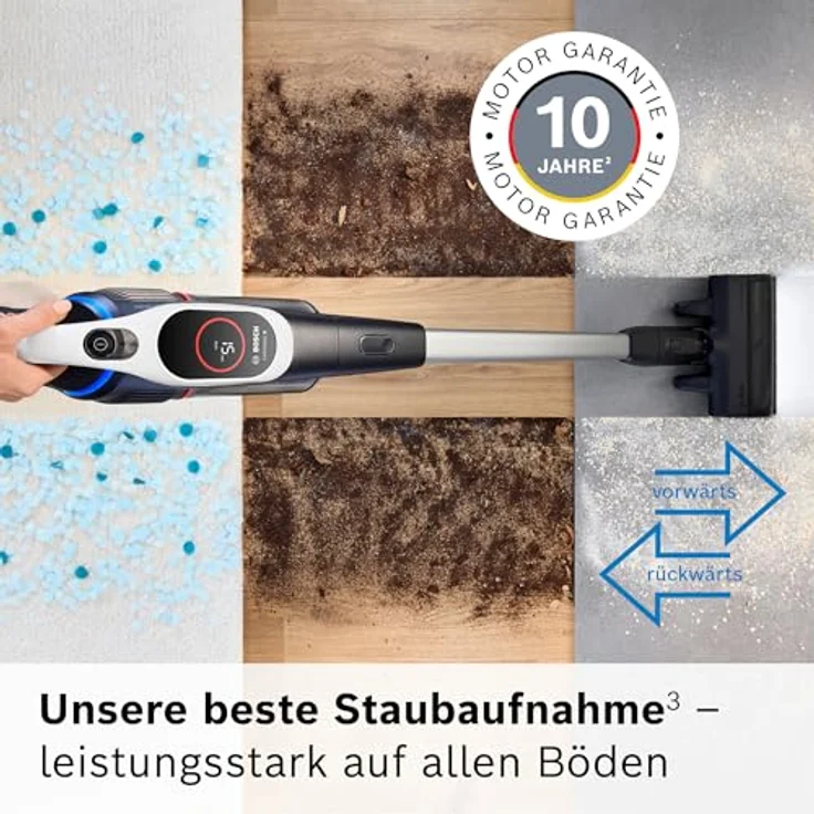 Bosch Akku-Staubsauger Unlimited 9 BKS931BA, kabellos, MicroClean Technology, HEPA-Filtersystem, 10 J. Motorgarantie, austauschbarer Akku, weiß – Bild 3