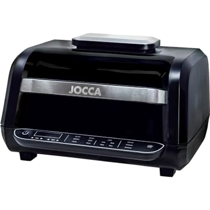 JOCCA Heißluftfritteuse 7L, ölfreie Luftfritteuse mit Touchscreen und 8 Programmen, Silber/Schwarz