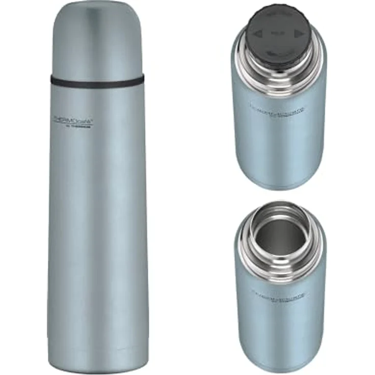 THERMOcafé by THERMOS TC BEVERAGE BOTTLE, Thermosflasche mit Edelstahlbecher, 0,50l, 12h heiß & 24h kalt, auslaufsicher, ice blue mat – Bild 2
