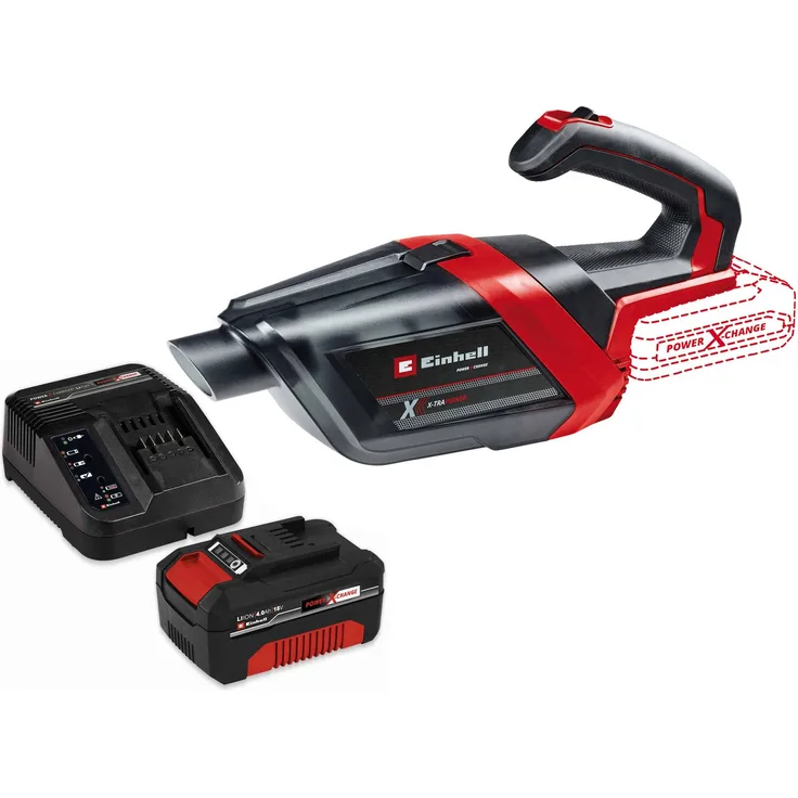 Einhell Bodenstaubsauger TE-HV 18/06 Li Kit (1x 4,0 Ah), Akku-Handstaubsauger mit hoher Saugleistung bis 72 mbar, blau