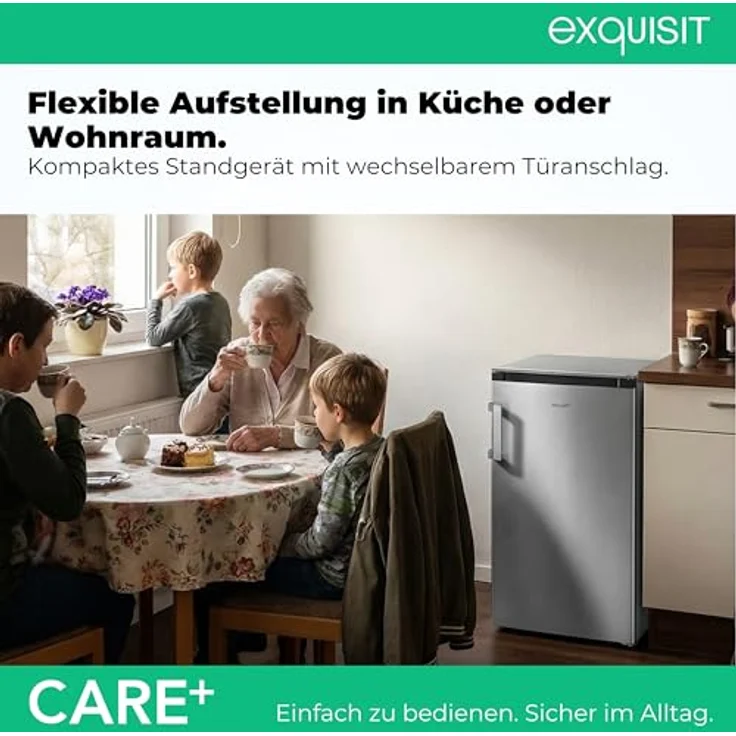 Exquisit KS16-4-HEA-090E Care inoxlook, Kühlschrank mit 4-Gefrierfach 121 l, Super-Kühl-Modus, elektronische Temperaturregelung, 54,5 cm breit – Bild 7
