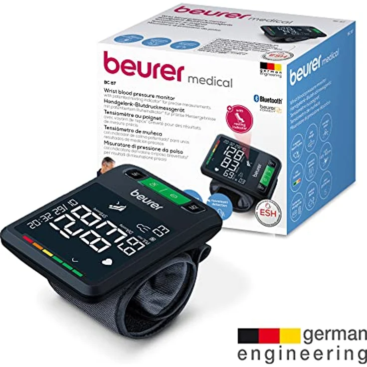 Beurer BC 87 Handgelenk-Blutdruckmessgerät mit App-Anbindung, XL-Display, Ruheindikator, Inflation-Technology, farbigem Risiko-Indikator und Arrhythmie-Erkennung – Bild 4