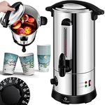 KESSER® Glühweinkessel 10L Edelstahl Inkl. 10x Becher Glühweinkocher mit Thermostat Glühweinautomat Heißgetränkeautomat Wasserkocher Heißwasserspender Einkochautomat Füllstandanzeige Zapfhahn
