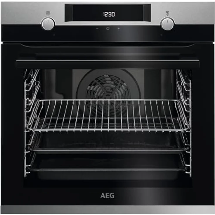 AEG BEE43502BM Einbau-Backofen Edelstahl mit Antifingerprint, Ringheißluft, gleichmäßige Garergebnisse auf 3 Ebenen, Reinigung mit Wasserdampf, A+, Elektronikuhr mit Timerfunktion – Bild 1
