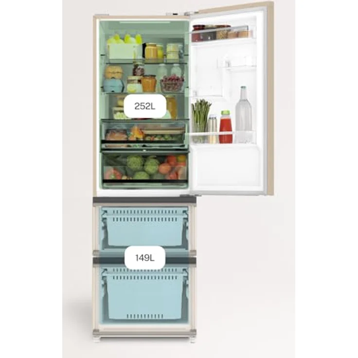 CREATE FRIDGE STUDIO COMBI PRO FLEX 401 Kühlschrank im italienischen Stil, 401L Sand, No Frost, Urlaubsmodus, antibakteriell, Touch-Elektronik, 158W – Bild 4