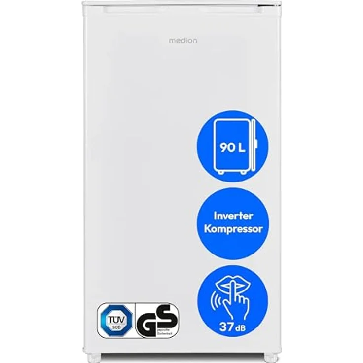 MEDION Kühlschrank MD370033, 90 Liter mit Gefrierfach, Energieeffizienzklasse E, weiß – Bild 1
