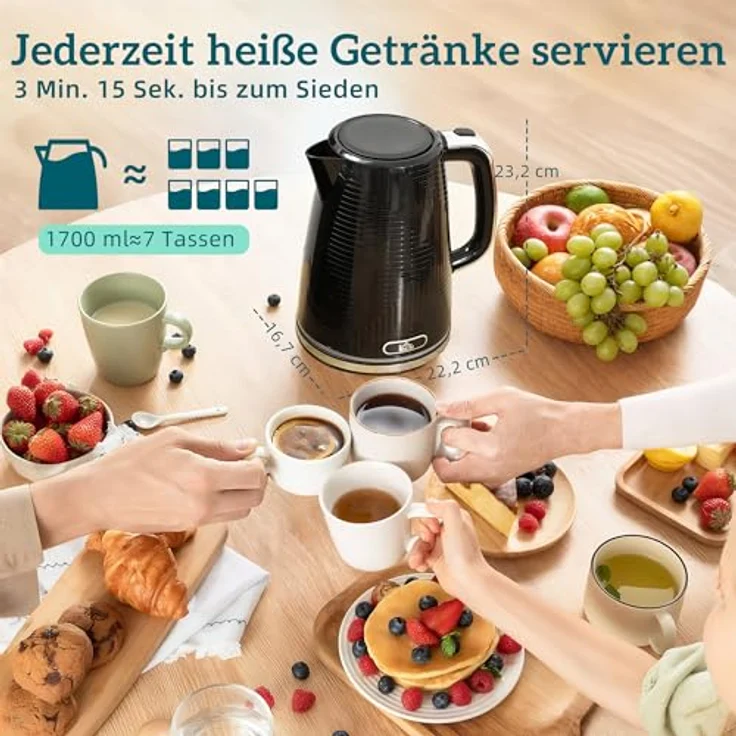 HOMCOM Toaster-Set mit Wasserkocher, 2200 W, 2-Schlitz-Toaster mit 7 Bräunungsstufen, Schwarz – Bild 7