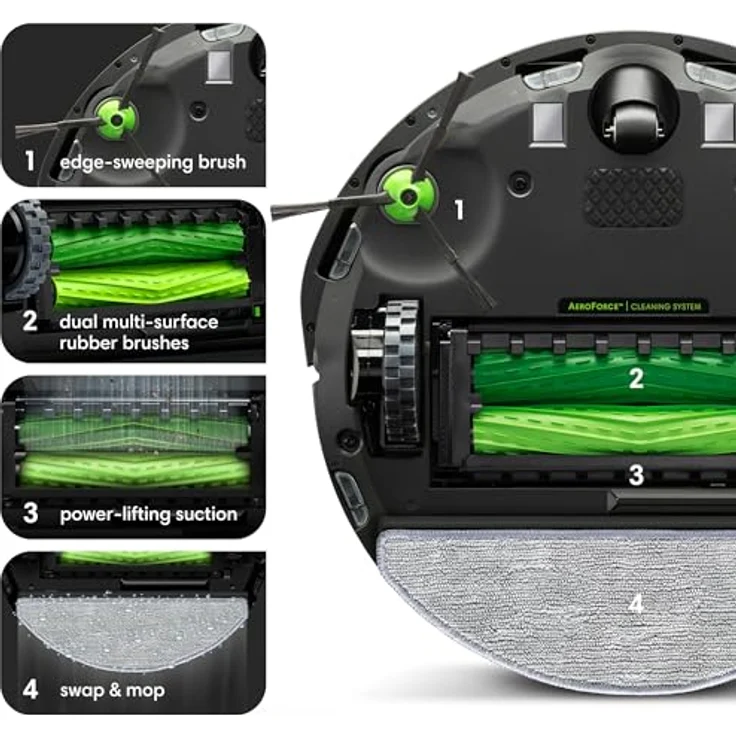 iRobot Roomba Combo i8+ Saugroboter mit Wischfunktion, VSLAM Kamera Navigation, automatische Behälterentleerung, schwarz – Bild 3