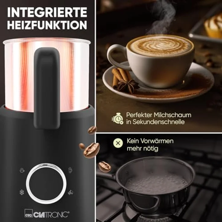 Clatronic Milchaufschäumer elektrisch | mit Heizfunktion | warmer und kalter Schaum | für dichten, cremigen Schaum | 740ml | MS 3812 – Bild 2