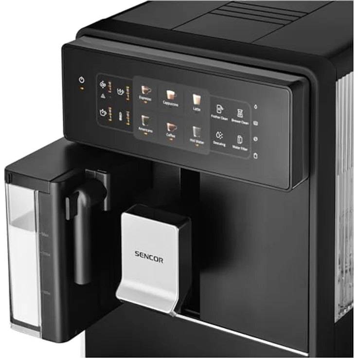 SENCOR Automatische Espresso- und Cappuccinomaschine SES 9300BK, 19 Bar, mit integriertem Mahlwerk und bunter LED-Anzeige, schwarz – Bild 2
