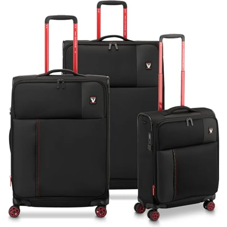 RONCATO MOVE Trolley weich, erweiterbar mit Reißverschluss, 4 Rollen, Schwarz Smoke, Set 3 trolley – Bild 1