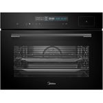 Midea Einbau Backofen Dampfgarer Kompakt 3D Heißluft Grill Pizza Garthermometer, STOFEK45TBL, 45 cm, schwarz