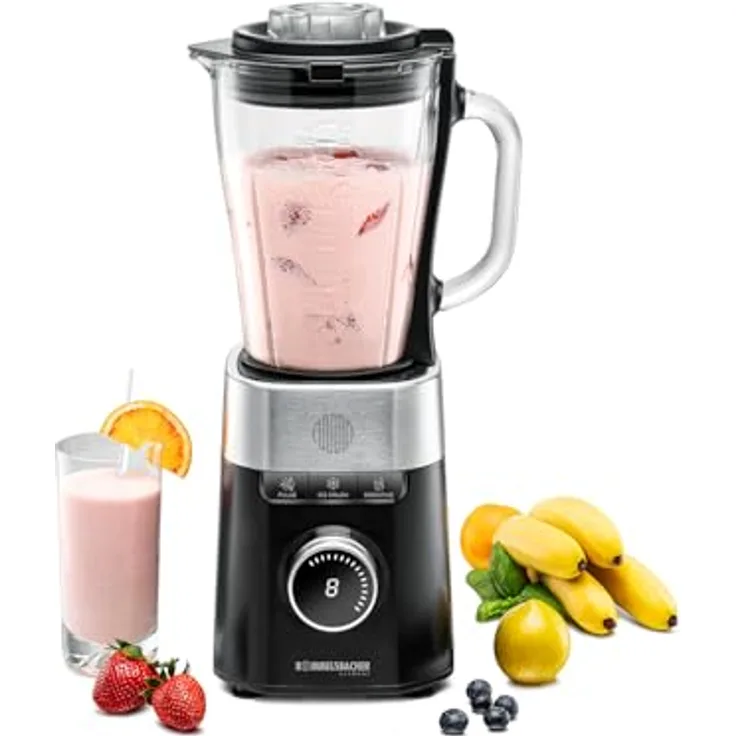 Rommelsbacher Standmixer MX 1260, 1200W, 22.000 U/min, 8-Stufen Drehzahlregulierung, 1,5 l Glaskrug, Edelstahl-Spezialmesser, Funktionen: Smoothie, Pulse, Ice Crush