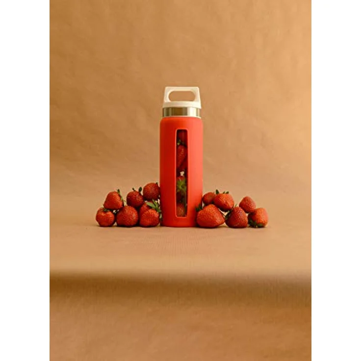 Sigg Dream Scarlet, Silikonhülle, 0.65 L, Hitzebeständig, BPA Frei, Dunkel Rot Glas Trinkflasche, 7.6 x 7.6 x 24.4 cm – Bild 3