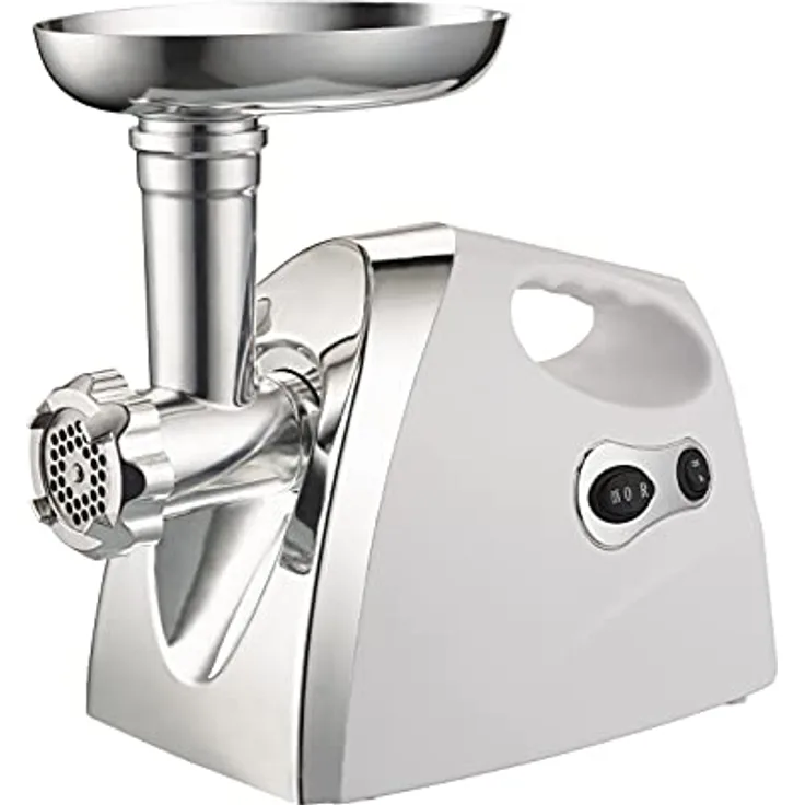 RGV Duetto Plus Fleischwolf 500 W, 3-in-1 Gerät aus Edelstahl, inkl. Reibe und Wurstfüller, weiss