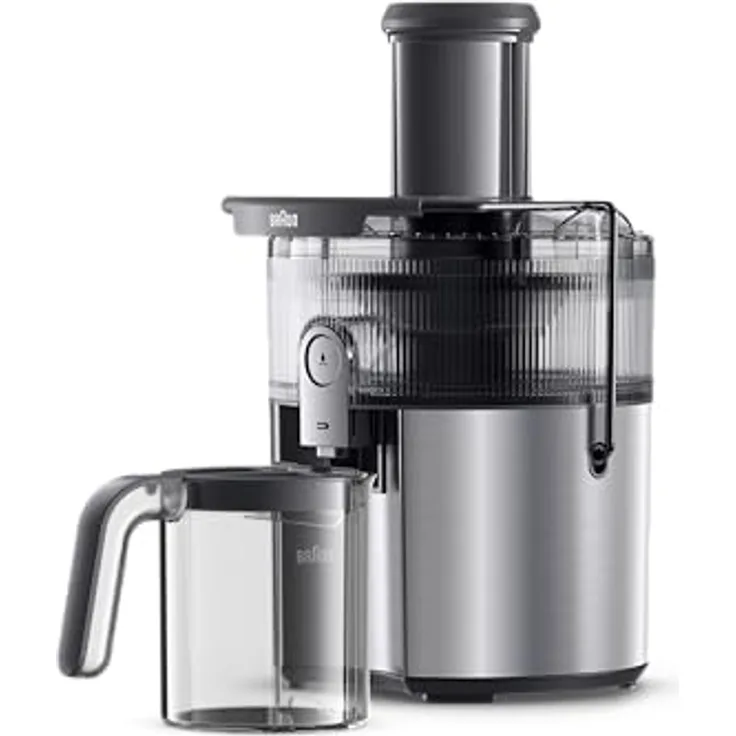 Braun MultiJuice 7 SJ700, Zentrifugalentsafter mit ColdXtract-Technologie, 75 mm Einfüllöffnung, 2L Tresterbehälter, 1000W, Grau