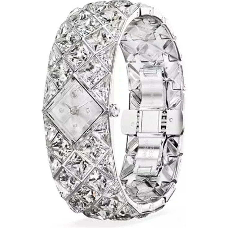 Swarovski Curiosa Bangle 572, klassisches Armband aus silberfarbenem Glas und Edelstahl, 16,5 cm Länge – Bild 3