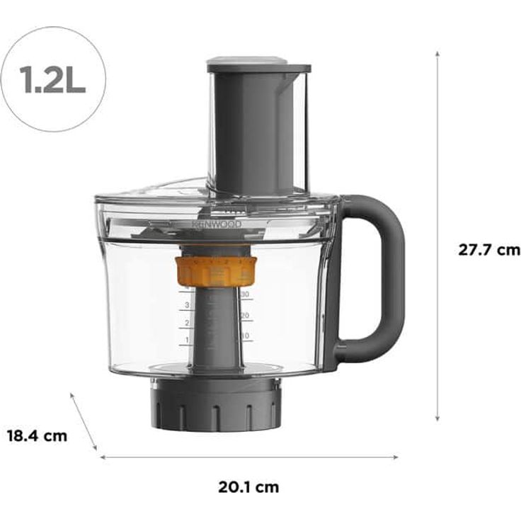 Kenwood MultiPro KAH65.000PL Multi-Zerkleinerer, Zubehör für Kenwood Chef & Chef XL Küchenmaschinen, 5 Arbeitsscheiben für Reiben, Raspeln, Schneiden, Edelstahl-Messer, 1,2 L Fassungsvermögen, Silber – Bild 7