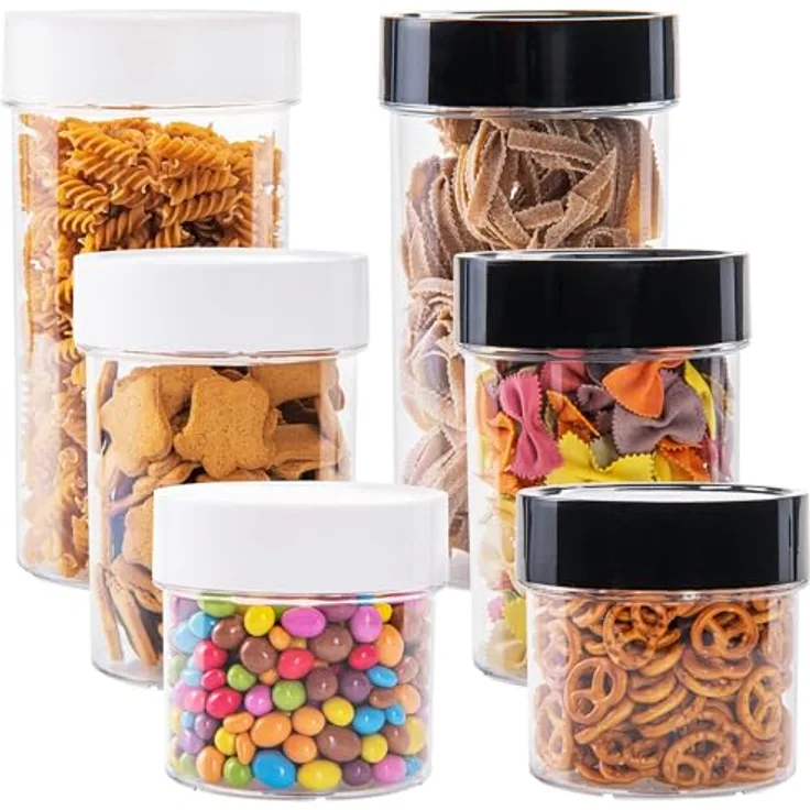 KONZEPT Vorratsdosen Set, 6er Pack luftdichte Behälter mit 1800 ml Fassungsvermögen für Müsli, Mehl und mehr, Schraubverschluss in Weiß